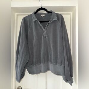 Peach Love California Charcoal Button-Up Top